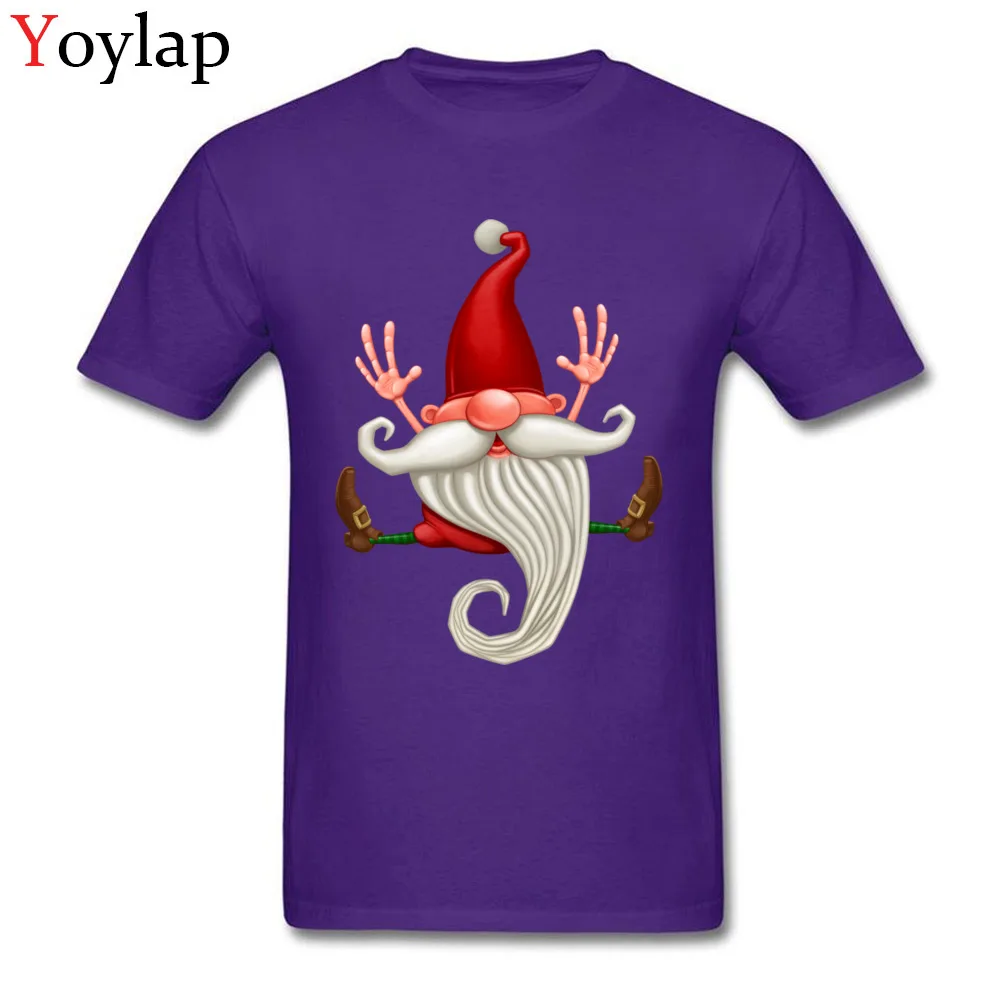 New Fashion Summer T-shirts Short Sleeve Pure Cotton Santa Claus jumping Round Neck Adult Tops Tees Funny Summer/Autumn Tee-Shirt purple