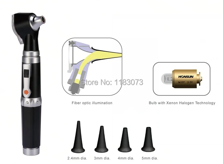 Fiber Optic Medical Ear Care Otoscope Physician EarCare Otoscopio Diagnostic ENT Kit Halogen illumination Light HS-OT10