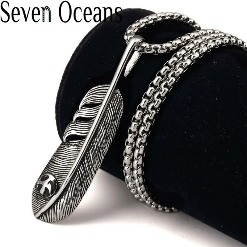  Titanium Steel Jewelry Eagle Feathers Unique Necklace Wings Charm Jewelry Goro Engraved Vintage Jewellery Piece Chain Pendant (5)