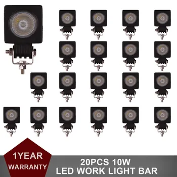 

20pcs 10W LED Work Light Spot Flood Headlight 12V 24V Car SUV Tractor Boat Motorcycle Off Road Truck Trailer Driving Fog Lamp