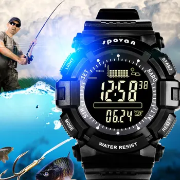 

SPOVAN Men's Watch Digital Sports Outdoor Wristwatch Waterproof, Fishing Remind/Weather Forecast/ LED Backlight/Stopwatch SPV706