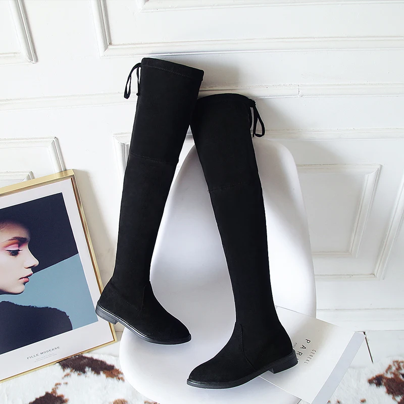 Size35 40 2018 новые женские классические сапоги выше колена осенние на шнуровке из