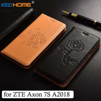 

for ZTE AXON 7S A2018 case Flip embossed genuine leather soft TPU back cover for ZTE AXON 7S coque