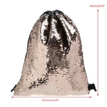 Новинка, Женская Повседневная сумка для покупок с блестками, рюкзак на шнурке, блестящая сумка на плечо, сумки для покупок и поездок, модные сумки THINKTHENDO