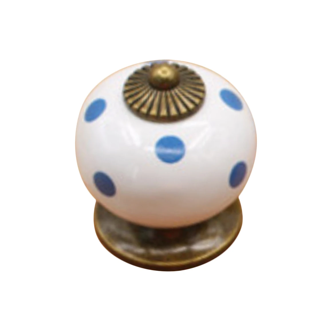 

Cute Round Shape Polka Decoration Ceramic Door Knob Drawer Pull Handle - White
