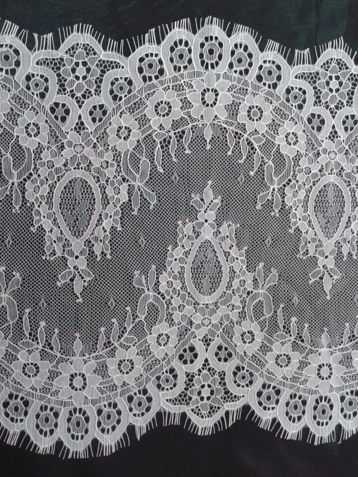 15 метров 24 см Ткань Кружево DIY аксессуары для одежды черный белый прекрасный ресниц кружево отделка Шантильи кружево отделка для свадьбы вуаль