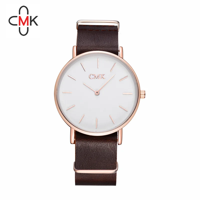 

Top Luxury Brand CMK Men business PU Leather Thin Big Gold Dial Simple Men's Wristwatch Sports Waterproof Quartz watch clock