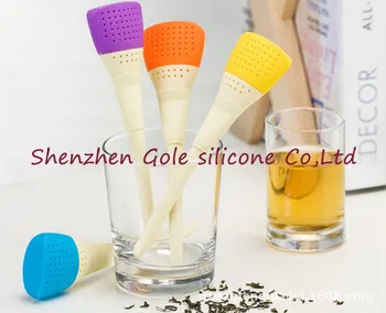 

200pcs brush shape mr tea tea spoon strainer herbal tea silicone tea Infuser teabag diffuser teaspoon infuser filter for teapot