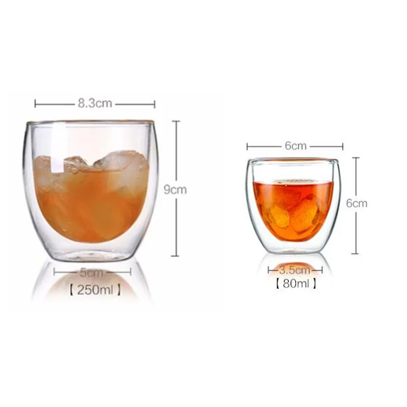 Heat Resistant Double Wall Tea Glass Cup Beer Coffee Cup Set Handmade Creative Healthy Beverage Glasses Transparent Drink