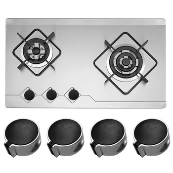 

Behogar 4 PCS Metal 8mm Silver Gas Stove Cooker Knobs Control Adaptors Oven Switch Surface Cooking Locks Cookware Parts