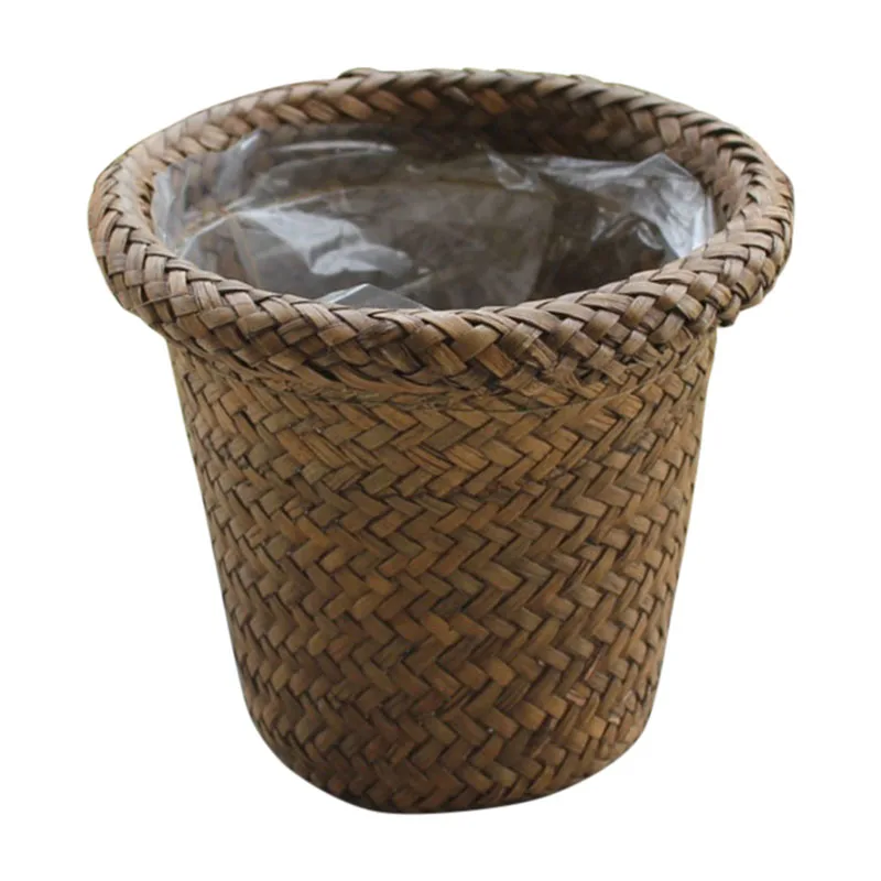 

Sea Grass Storage Basket Straw Garden Flower Pot Handmade Sundries Organizer Rattan Plant Pots HVR88