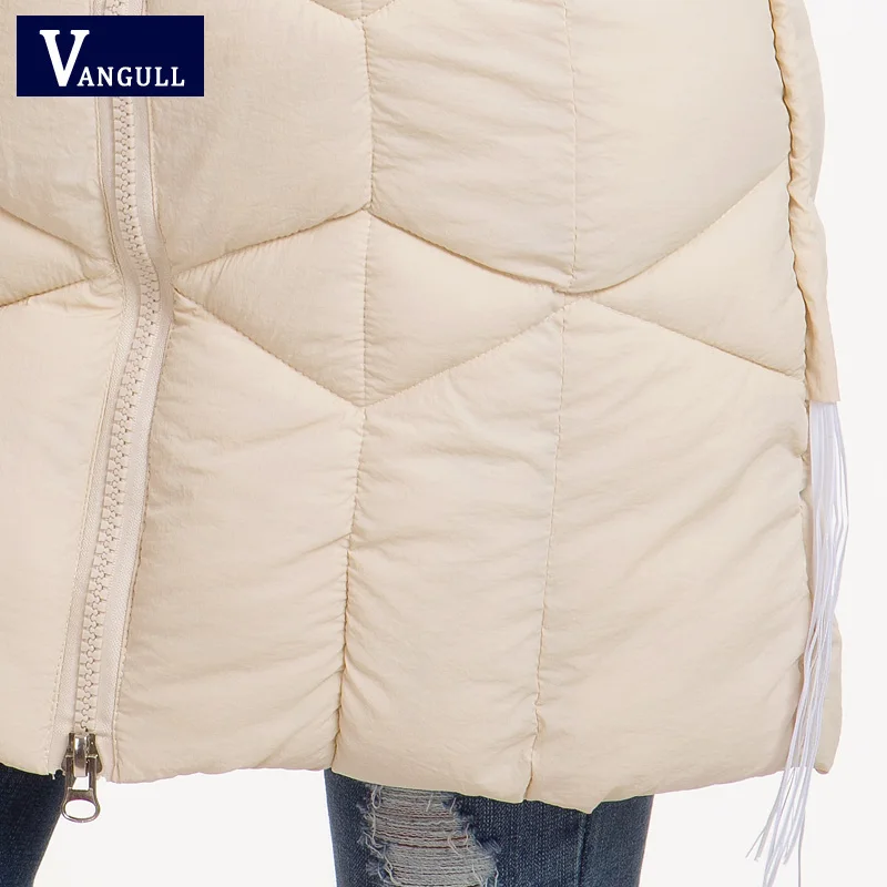 Vangull бежевая зимняя куртка женская длинная толстая теплая парка пальто женские модные облегающие толстовки с хлопковой подкладкой высокое качество Новинка