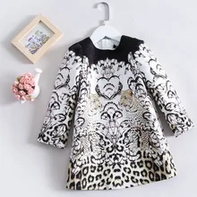 Весенне-осеннее качественное платье для девочек платье с длинными рукавами для малышей Детское Брендовое платье детское платье с леопардовым принтом от 3 до 14 лет