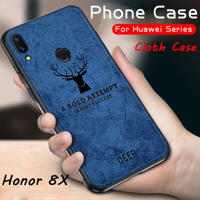 

Soft Elk Pattern Cloth Fabric Case for Honor 8X 8A 8C Full Coverage Case Cover for Huawei Honor 20 10 Lite 8 9 Lite Coque Fundas