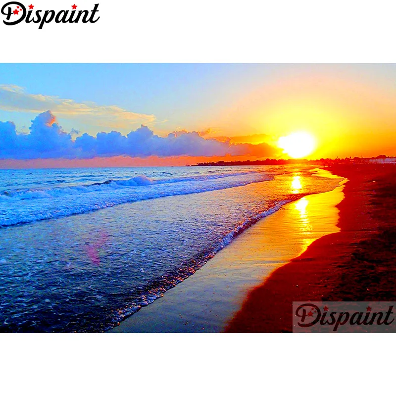 

Dispaint Full Square/Round Drill 5D DIY Diamond Painting "Sunset beach scenery"3D Embroidery Cross Stitch Home Decor Gift A12703