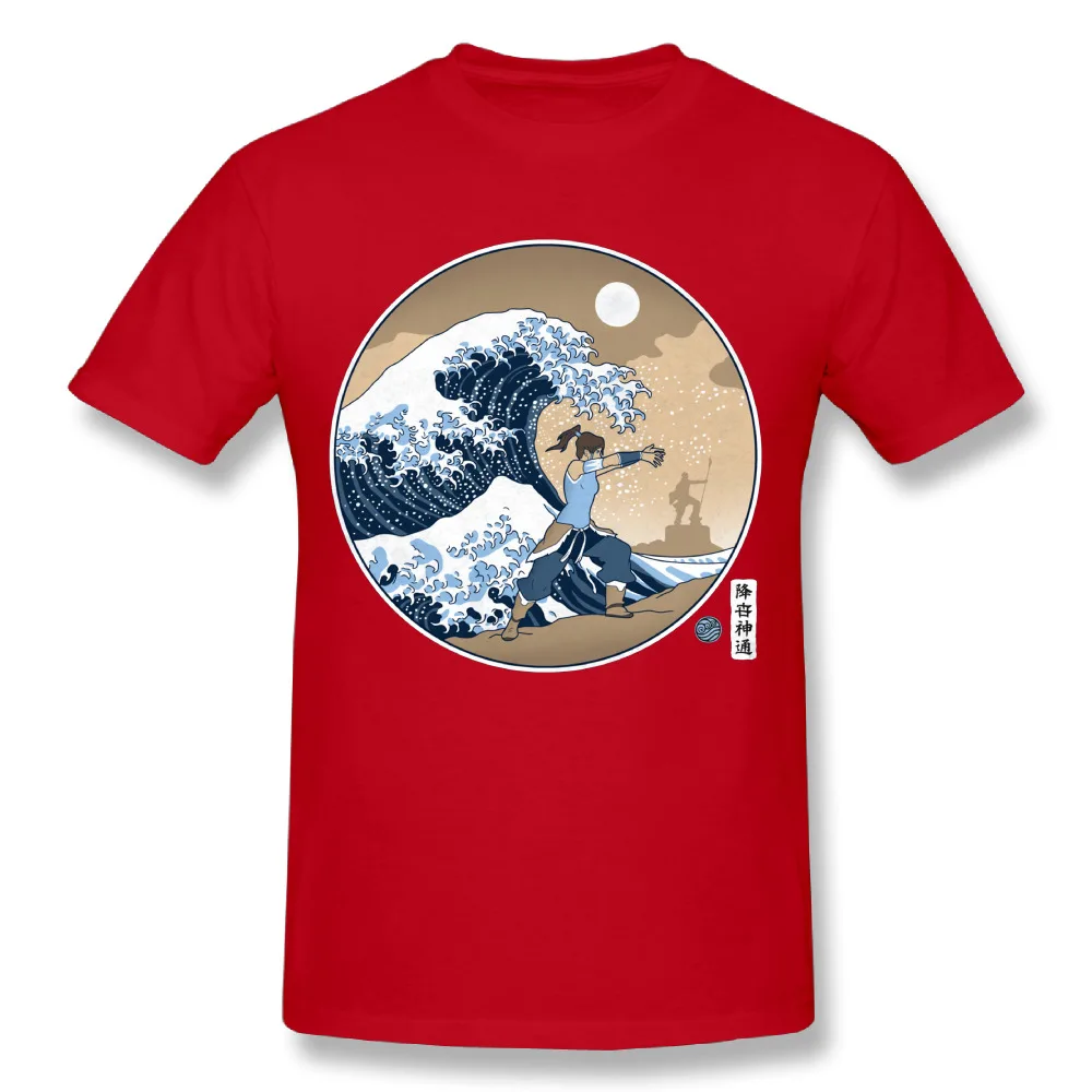Крутая Мужская футболка с изображением Аватара водного Бендера Great WaveTees футболка с круглым вырезом - Цвет: Красный
