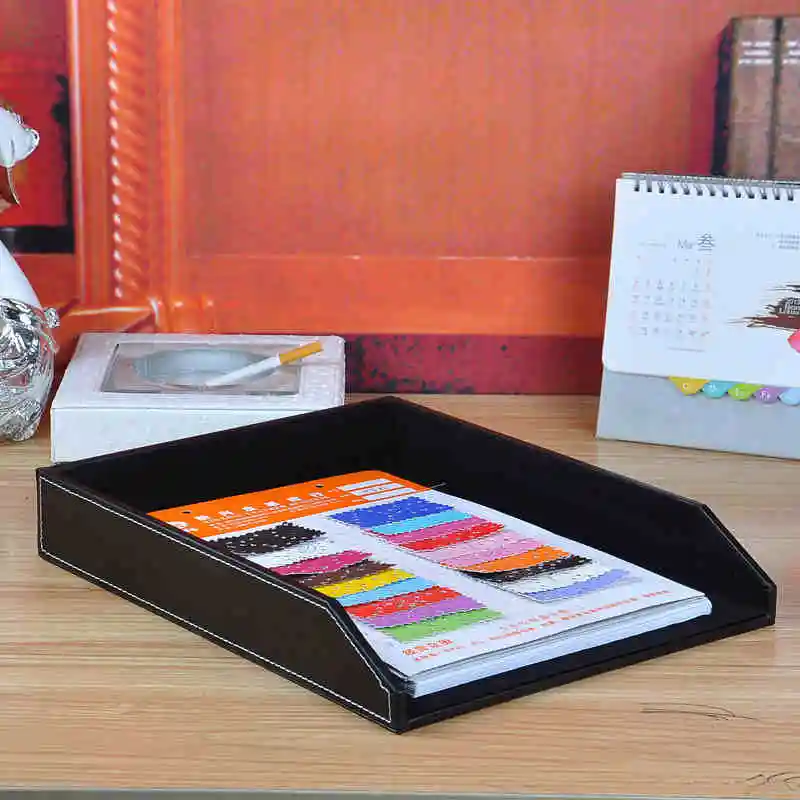 a4 leather wooden office desk file document tray magazine paper box table organizer documents