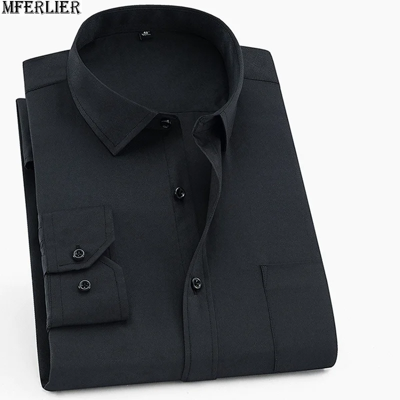 Мужская хлопковая деловая рубашка с длинным рукавом размеры 7XL 8XL 9XL
