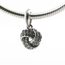 Подходит для Pandora шармы браслеты стерлингового серебра 925 ювелирные изделия сверкающий любовный узел бусины с четким CZ