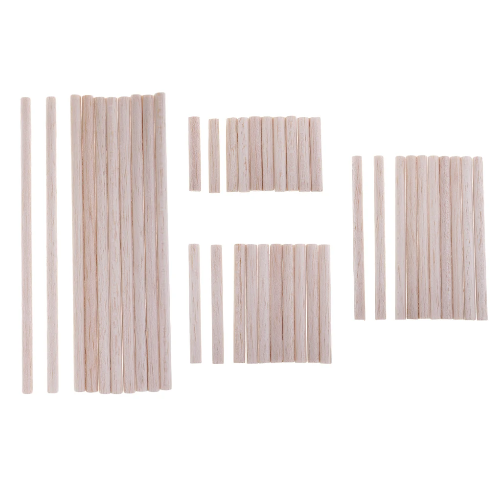10x круглые деревянные палочки из натурального бальзы, дюбель для детской модели, ремесло ручной работы, орнамент 50/80/120/200 мм