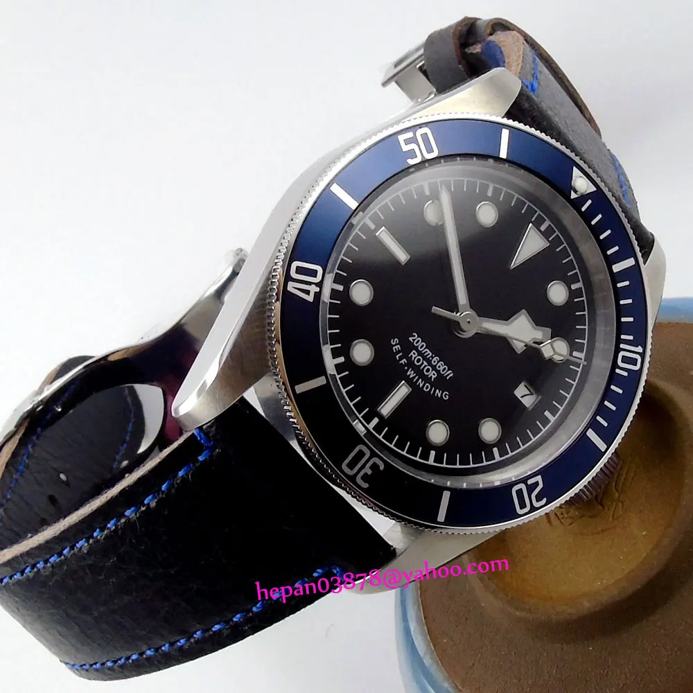 41mm Corgeut black sterile dial luminous blue Bezel sapphire glass MIYOTA Automatic Men's watch P180 41mm Corgeut black sterile dial luminous blue Bezel sapphire glass MIYOTA Automatic Men's watch P180
