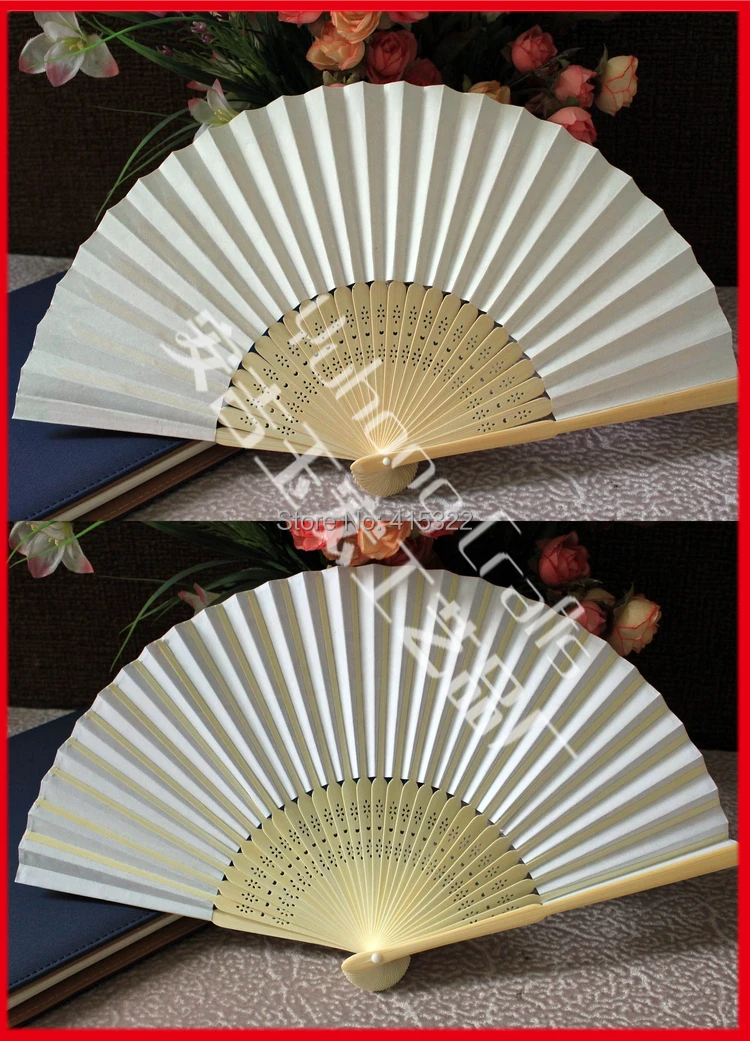 100pcs/lot white paper hand fans for wedding free shippingfan for weddingfan fanfan white