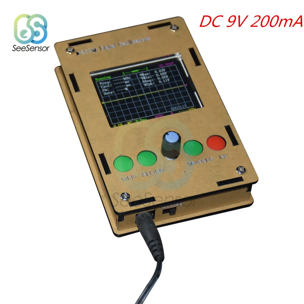 

DC 9v 200mA DSO311 Mini Digital Oscilloscope 1MSPS 2.4 "TFT LCD STM32 12-Bit Probe With Case Box Shell Replace DSO138 DIY Kits