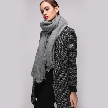 

YSDNCHI Scarves Women Long Winter Cashmere Plaid Monochrome Warm Scarf Winter Wraps Shawl Acrylic Fashion Student Neckerchief