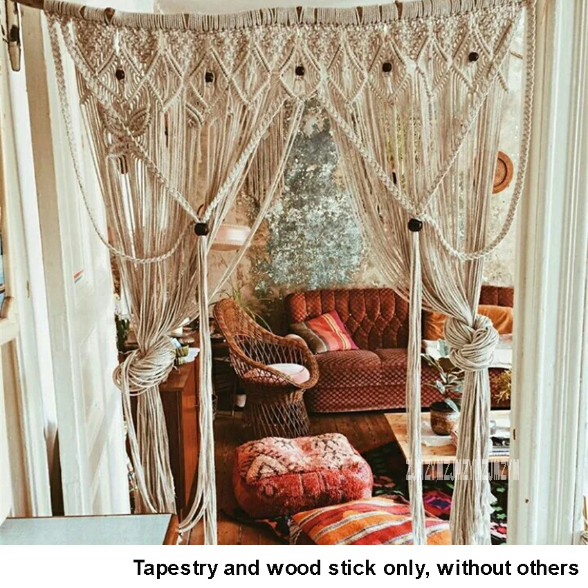 120*160cm Macrame Hand woven Rope Tapestry Bohemian Wall Hanging Door Curtain Tapestry Nordic