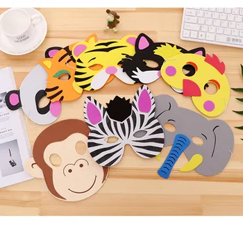 

8pcs/lot Safari Party Animals Mask EVA Foam Animal Masks Jungle Party supplies Birthday Party Decorations Kids Halloween Decor