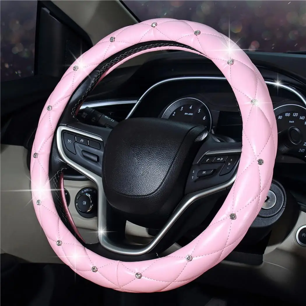 Soft Breathable Non-slip Rhinestone Car Steering Wheel Cover Steering Non-Slip Wheel For General Protection