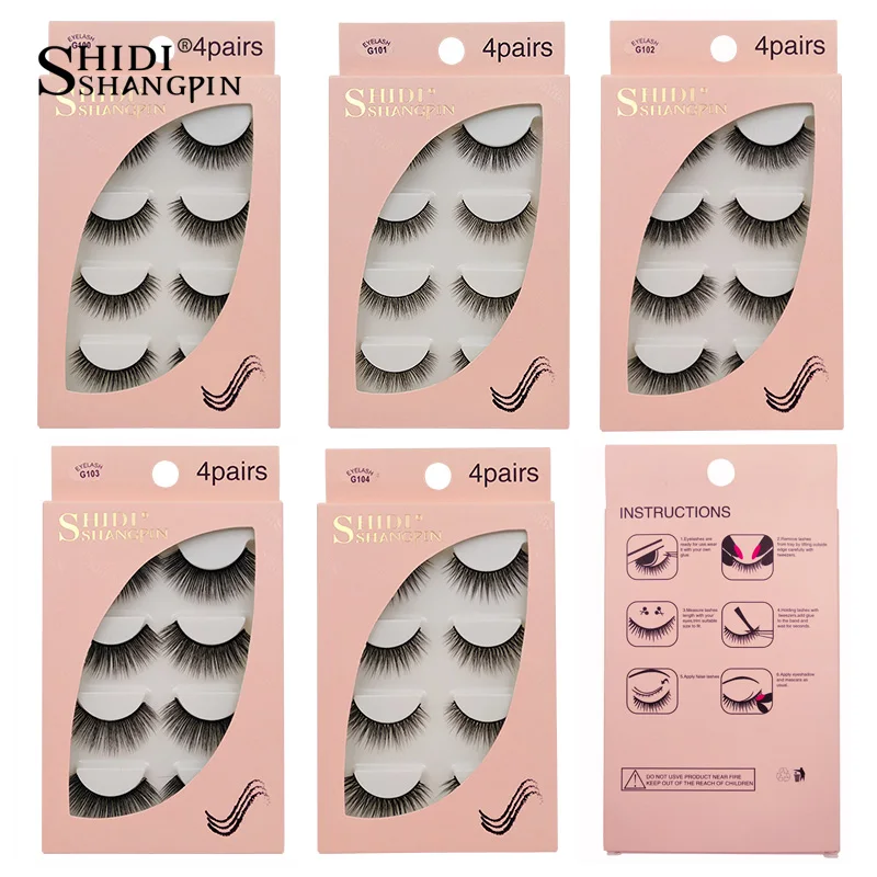 

4 Pair False Lashes Mink Eyelashes Fake Eyelash 3D Extension Make up Cilios Natural Long Cruelty Free Lash Fast Ship