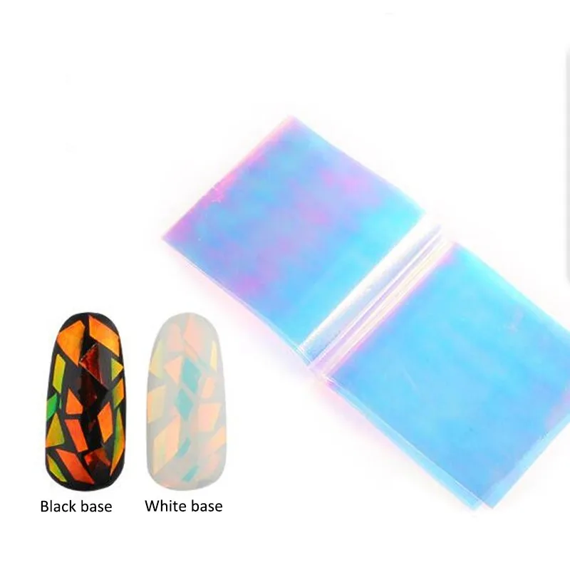 Новейший дизайн 18 цветов Лазерная Голографическая фольга для ногтей Наклейка разбитое стекло переводная Фольга наклейки косметические обертывания