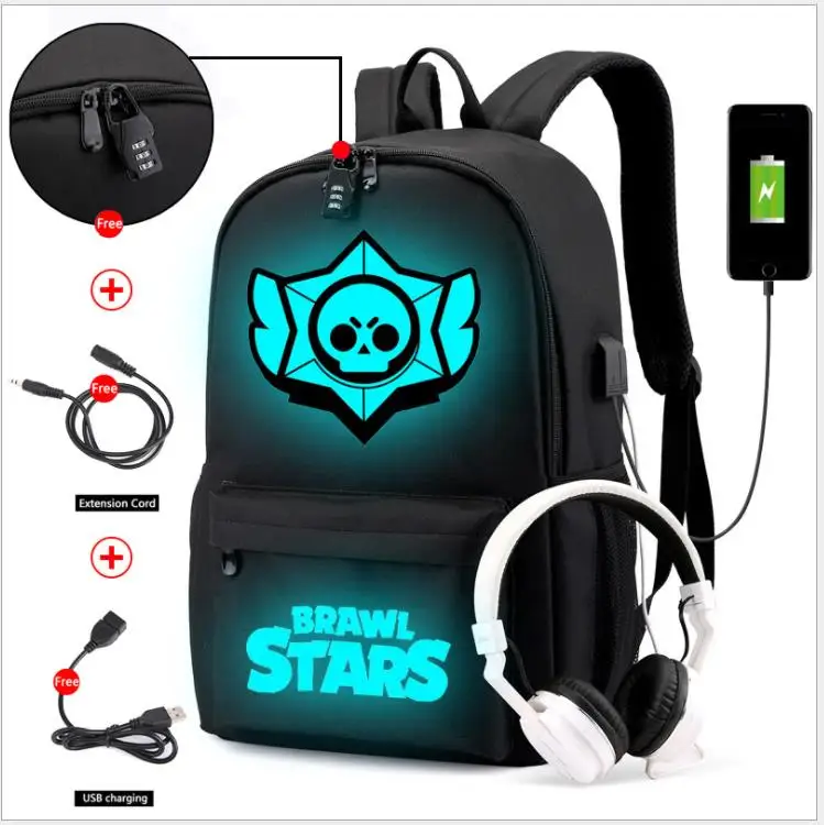 

New Games Luminous School Bag Waterproof Brawl Stars Anti-theft Laptop Backpack for Teenager Boys Girls Student School Mochilas