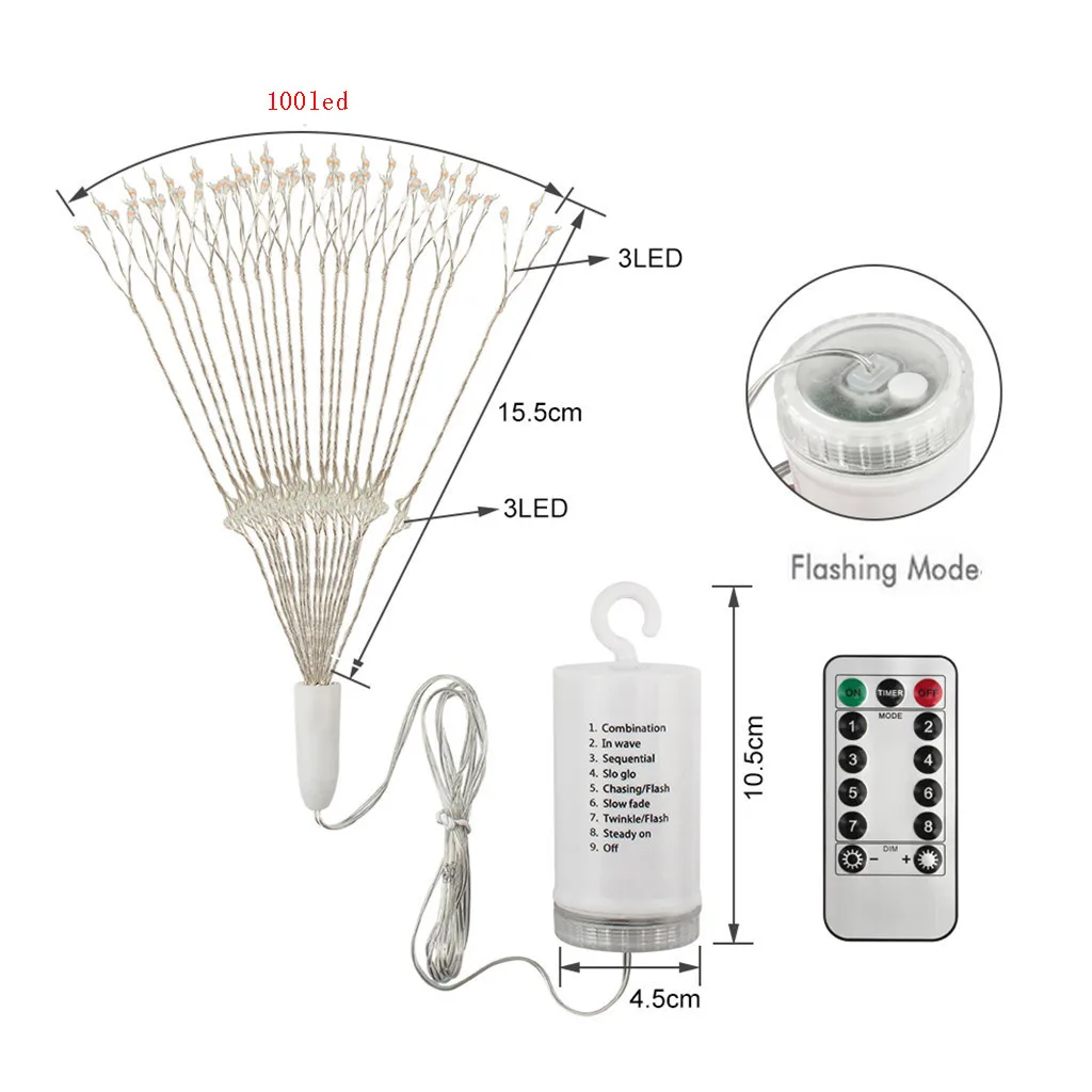 Уличные гирлянды фейерверк светодиодные гирлянды 8 режимов затемнения сказочные огни с пультом дистанционного управления#17/10