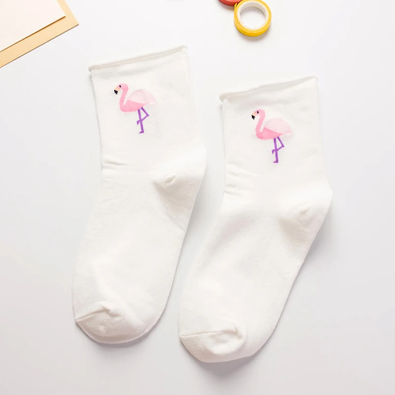 Modis Harajuku Мультяшные забавные Женские повседневные хлопковые носки женские короткие носки животные Фламинго лама Лолита счастливые цветные женские носки