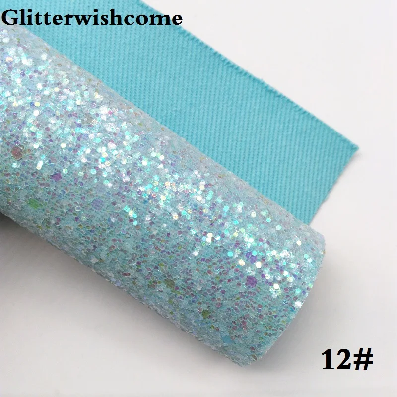 Glitterwishcome 21X29 см A4 Размер синтетическая кожа, соответствующий цвет подложки, толстый блеск кожа винил для луков, GM033A