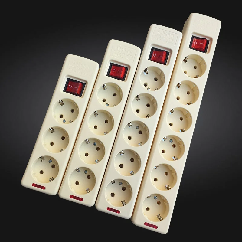 

2pcs EU Standard Power Socket, Three Four Five Six Outlet Panel, Multi-function EU Wall Power Outlet Without Wire