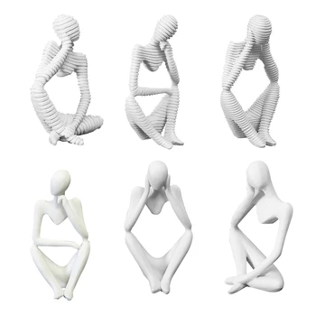 

Seated White Sandstone Meditation Thinker Fogurines Statue 10Inch Figurine Marble Sculpture Miniature