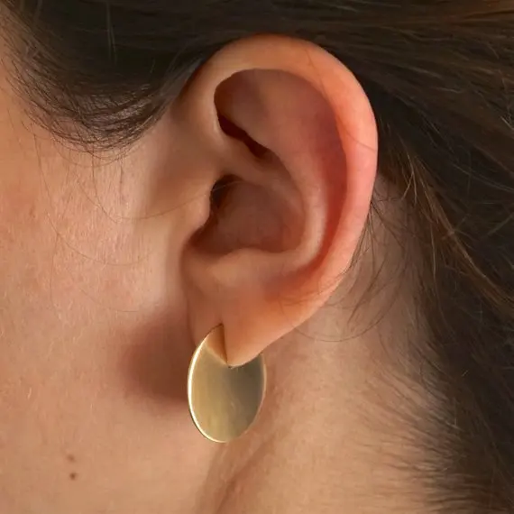 Large Circle Stud Earrings Solid Sterling Silver Pair stud earring Falls trend gold Colored Brass Statement earring Dangle stud minimal