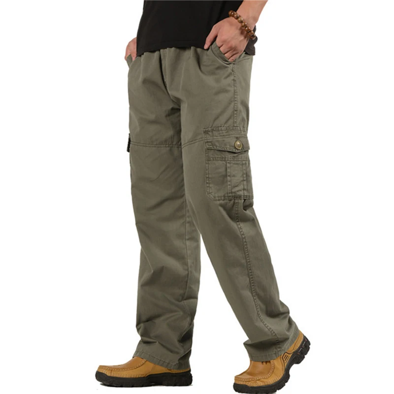 Мужские тактические брюки карго, новинка, весенне-Осенние Комбинезоны, свободные военные мешковатые хлопковые брюки, армейские военные штаны, 4XL 5XL 6XL - Цвет: Army green