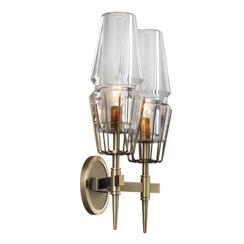 Modern Wall Lamp 2 Arm Glass Sconce Luminaire Gold Metal Plated For Bathroom Corridor Bedroom Light Art Home Lighting Lamparas | Освещение