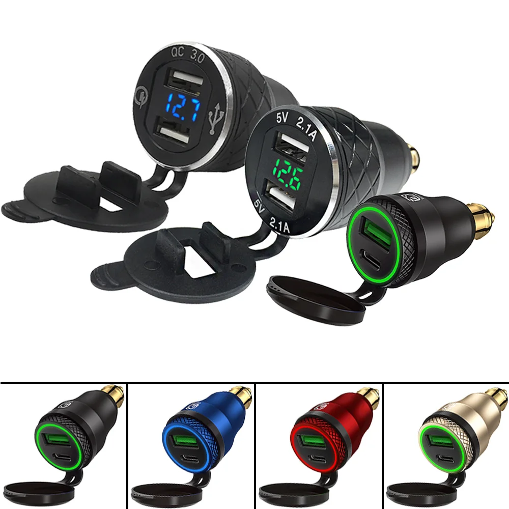 Kaufe PD 3.0 Typ C USB-Schnellladegerät Din zu USB und 18 W QC 3.0-Steckdose  mit Voltmeter für 12 V–24 V Ducati BMW Motorrad