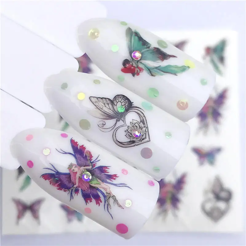 

LCJ 1 PC Butterfly Fairy / Vintage Butterfly Beauty Water Transfer Stamping Nail Art Tips Nail Decor Manicure Deca