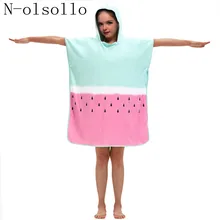 N-olsollo Новое Детское милое фруктовое пляжное полотенце с капюшоном розовое/синее 3D принтованное из микрофибры для мальчиков и девочек детское пляжное пончо банное полотенце