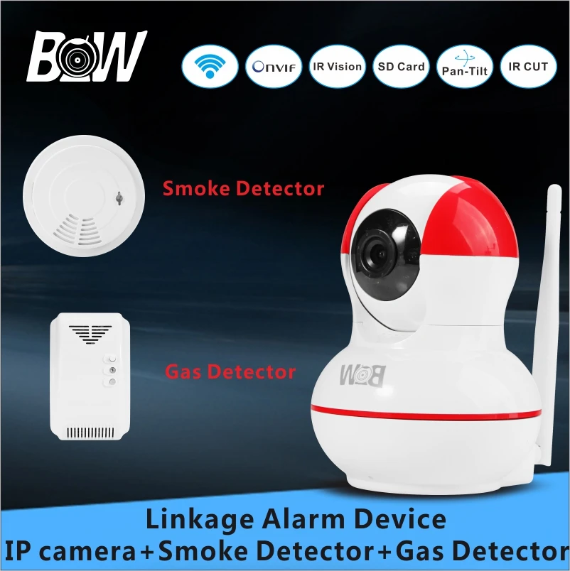 Surveillance Wifi IP Camera + Smoke Detector + Gas