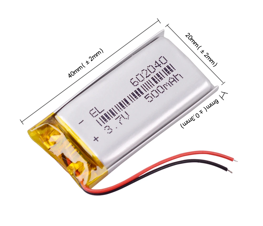 602040 500mAh 3,7 v Li Ion Po литий-полимерные батареи для диктофона гиромиашку Автомобильный видеорегистратор зеркало gps навигация