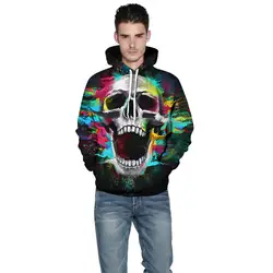 Хэллоуин Для женщин Для Мужчин Скелет 3D печати с длинным рукавом свитер с капюшоном пуловер Топ Высокое качество модные Толстовка