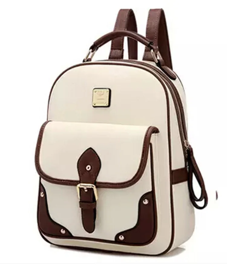 New 2015 High Quality Brand Patchwork Women Backpacks Mochila Women's PU Leather Backpack Travel bag School Backpack