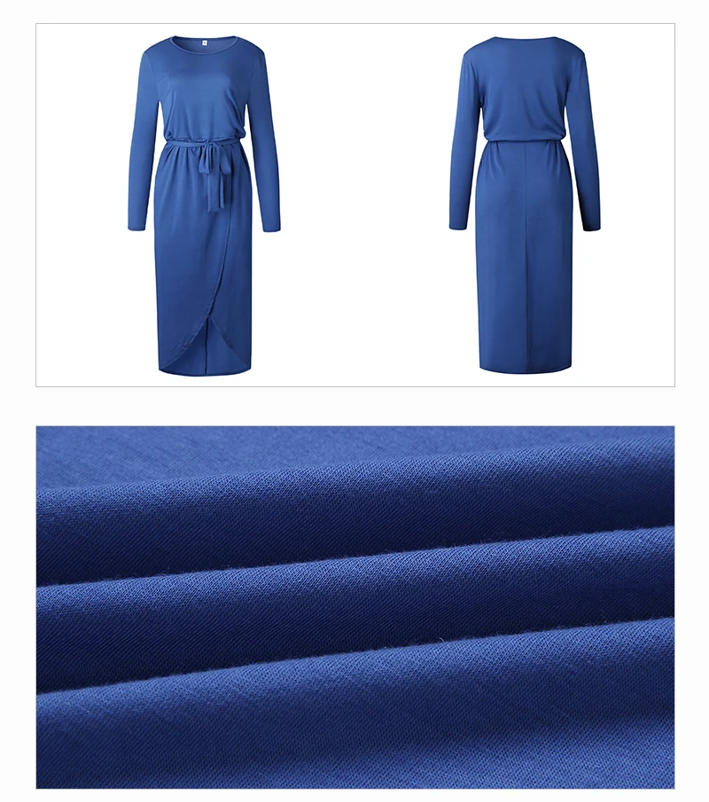 Autumn Bodycon Dress Women Sexy Split Bandage Long Sleeve Plus Size Casual Vestidos Mujer 2018 Maxi Asymmetrical O-neck Dresses  (32)